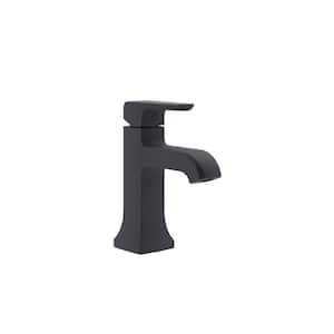 Oak Single-Hole Single-Handle Bathroom Faucet with Push Pop Drain in Matte Black (1.0 GPM)