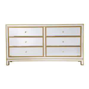 32 in. H x 60 in. W x 18 in. D Timeless Home 6-Drawer in Antique Gold Cabinet