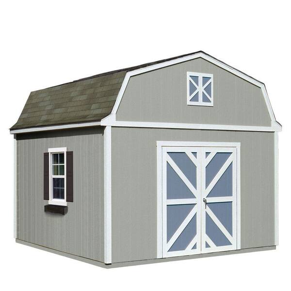 Handy Home Products Installed Sequoia 12 ft. x 12 ft. Wood Storage Shed with Driftwood Shingles
