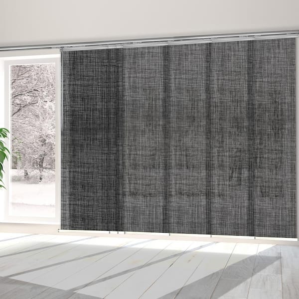 EMOH Chevelle 110 in.- 153 in. W x 116 in. L Adjustable 7-Panel Satin Nickel Single Rail Panel Track with 23.5 in. Slates