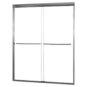 Cove 42 in. W x 65 in. H. Sliding Frameless Shower Door in Brushed Nickel with 1/4 in. Clear Glass