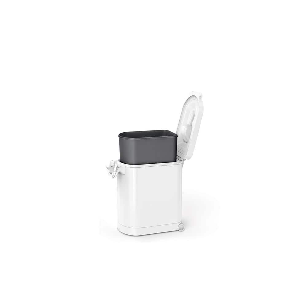 Medium White Steel Airtight Pet Food Storage Container with Scoop