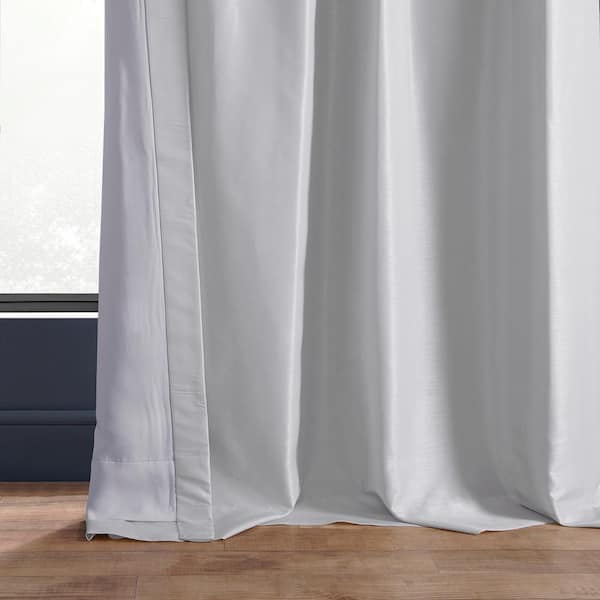 Ice Textured Faux Dupioni Silk Blackout Curtain 50 in. W x 96 in. L Rod Pocket with Back Tab Single Window Panel