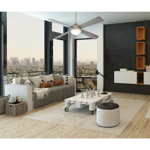 Orb 54 in. Integrated LED Indoor Brushed Steel Ceiling Fan with Light with Remote Control