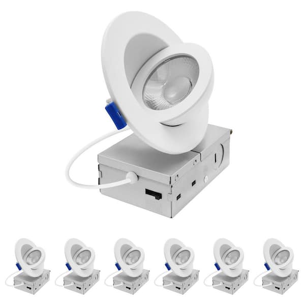 4 In. Floating Gimbal LED Recessed Light, Adjustable 360° Rotation & 90° Tilt, 5CCT, 10W, 1000LM, Dimmable 6 Pack