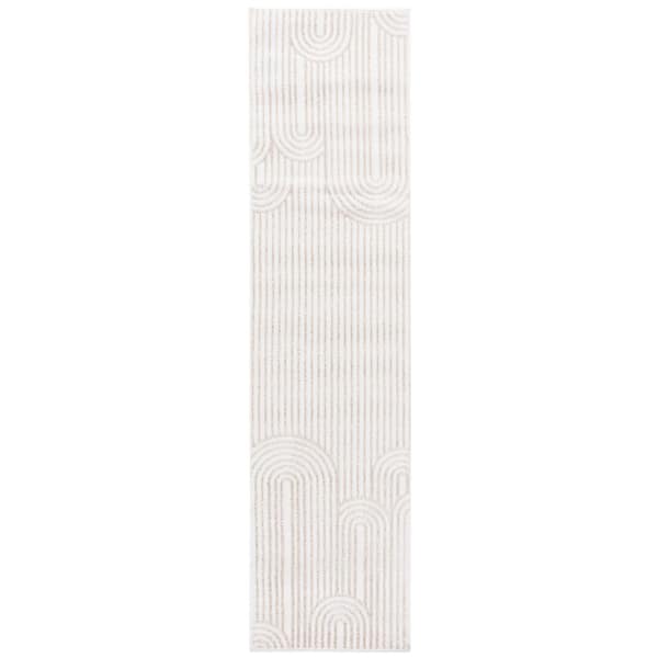 Maya 2 ft. x 8 ft. Ivory Striped Arches Runner Rug