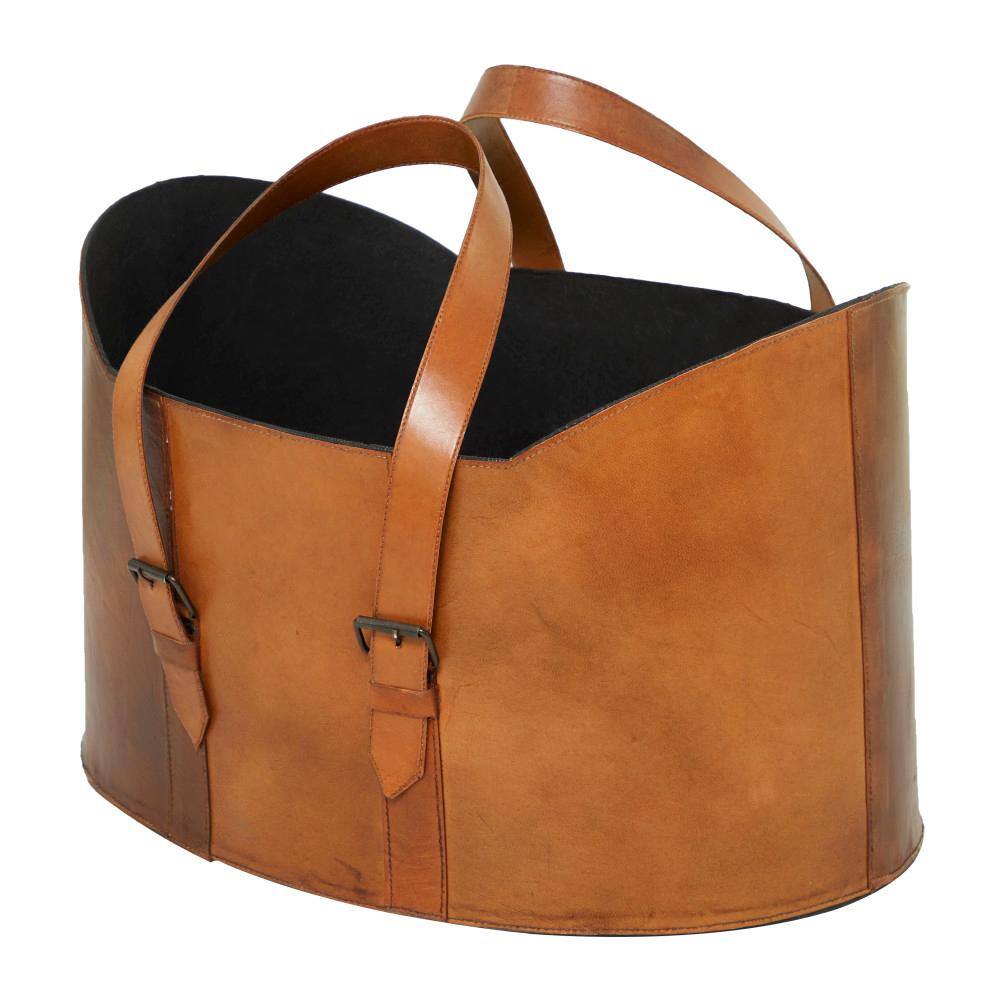 Handmade Dark Brown Leather Freestanding Magazine Holder Set