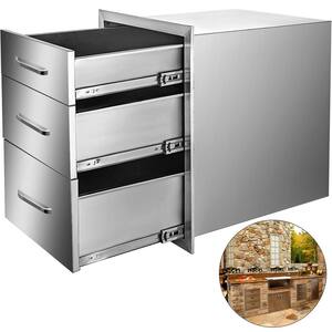 Outdoor Kitchen Drawers 18 in. W x 20.5 in. H x 20.7 in. D Flush Mount Access BBQ Drawers with Handle BBQ Island Drawers