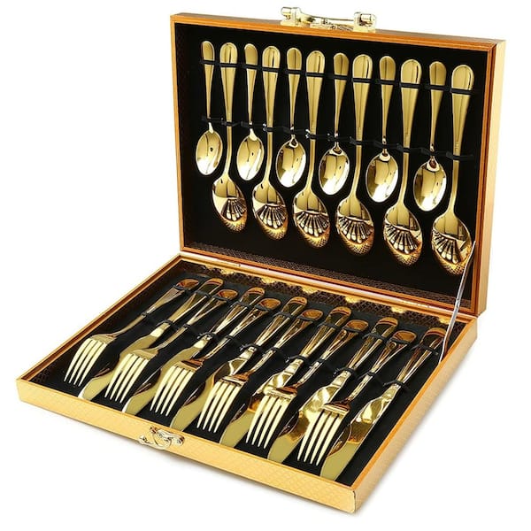 24-Piece Gold Stainless Steel Flatware Set (Service for 6)