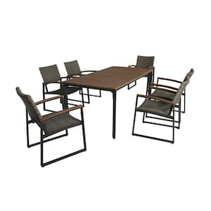 Westcott Gray 7-Piece Aluminum and Faux Rattan Outdoor Patio Dining Set with Faux Wood Table Top