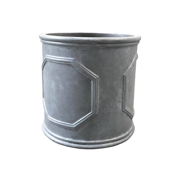 KANTE 10 in. Tall Charcoal Lightweight Concrete Classic Chelsea Cylindrical Lead Planter