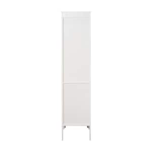 15.35 in. W x 15.35 in. D x 62.99 in. H White Linen Cabinet with 2 Shutter Doors and 5 Tier Shelves for Bathroom