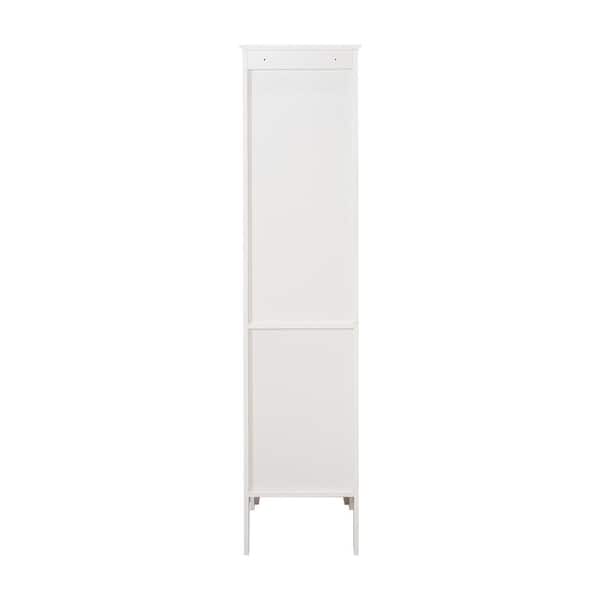Unbranded 15.35 in. W x 15.35 in. D x 62.99 in. H White Linen Cabinet with 2 Shutter Doors and 5 Tier Shelves for Bathroom