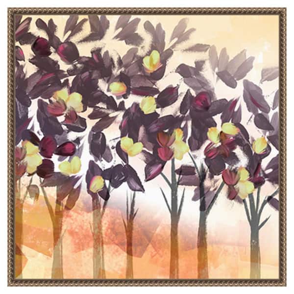 Amanti Art Purple Trees by Northern Lights 22 in. W x 22 in. H Canvas Float Frame in Bronze
