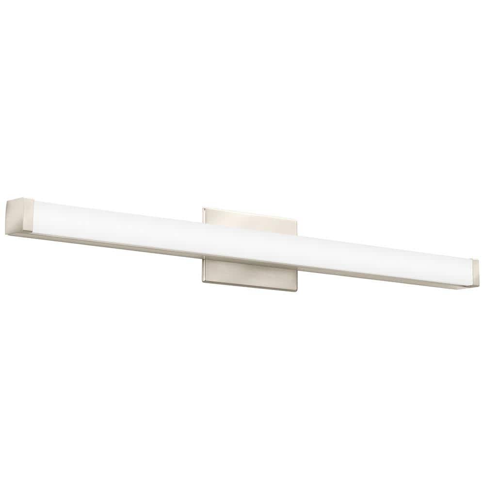Contemporary 33'' Nickel Brushed Square LED Vanity Light