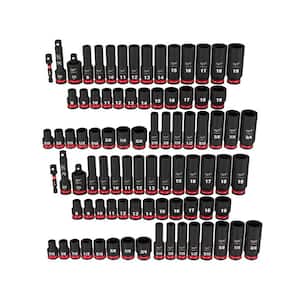 SHOCKWAVE 3/8 in. Drive SAE and Metric 6 Point Impact Socket Set (86-Piece)