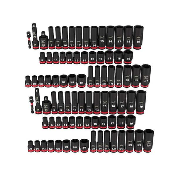 Milwaukee 49-66-7009-49-66-7009 SHOCKWAVE 3/8 in. Drive SAE and Metric 6 Point Impact Socket Set (86-Piece) - 1