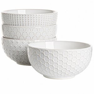 42 fl. oz. Arctic White Ceramic Large Soup Bowl Salad Bowl for Soup Pho Pasta Salad Noodle (Set of 4)