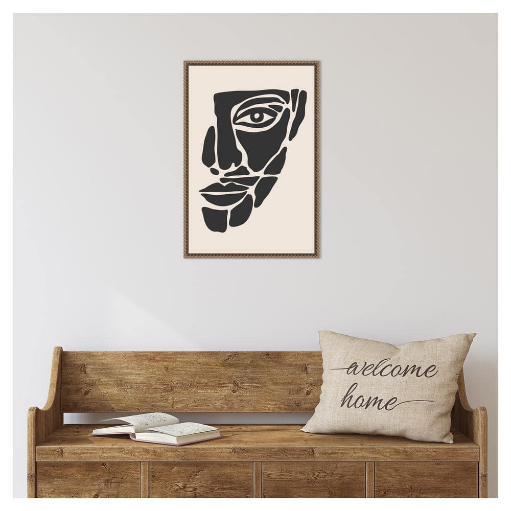 Beaded Bronze Framed Abstract Face Canvas Wall Art 16 x 23-in
