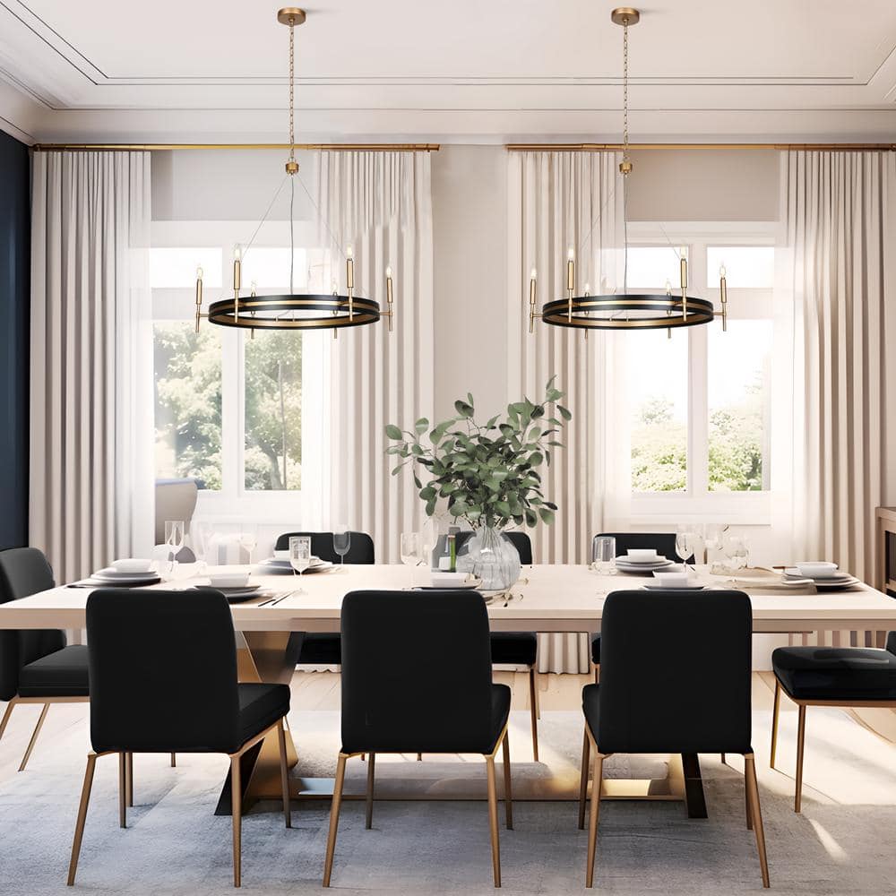 Froebon Black and Gold 6-Light Candle Chandelier