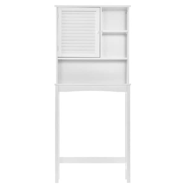 Unbranded 27.6 in. W x 7.7 in. D x 63.8 in. H Over-The-Toilet Bathroom Storage Wall Cabinet in White with Adjustable Shelf, Door
