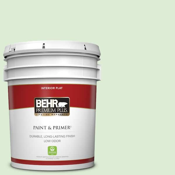 BEHR PREMIUM PLUS 5 gal. #M390-2 Misty Meadow Flat Low Odor Interior Paint & Primer