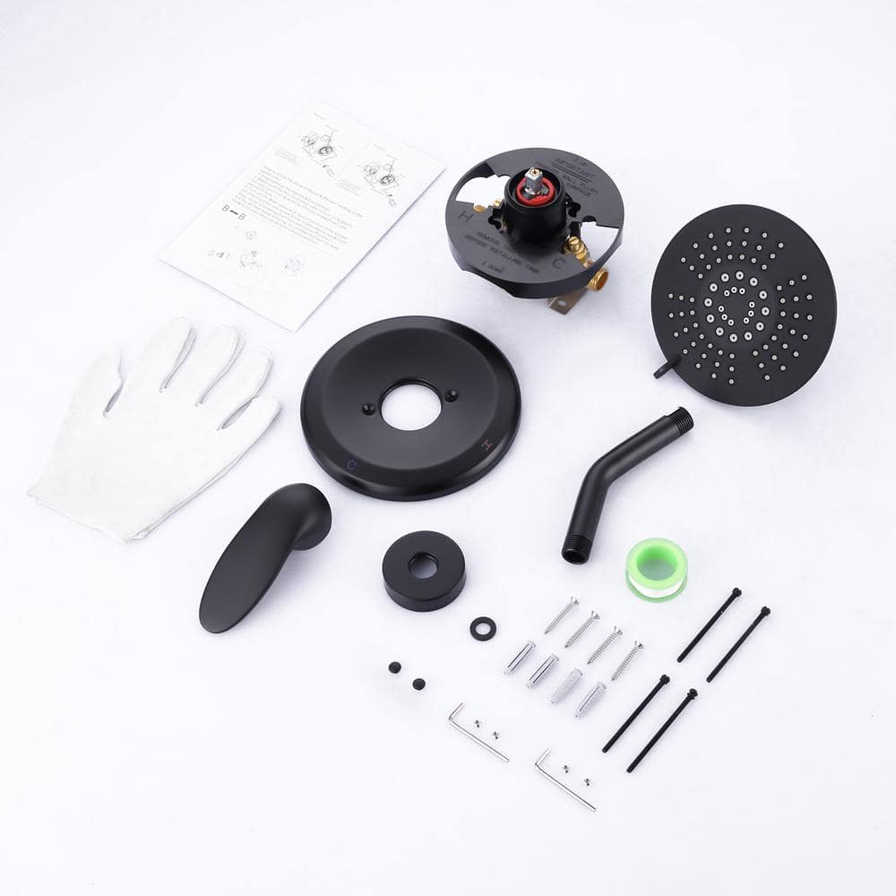 Matte Black Single Handle 5-Spray Wall Mounted Shower Faucet