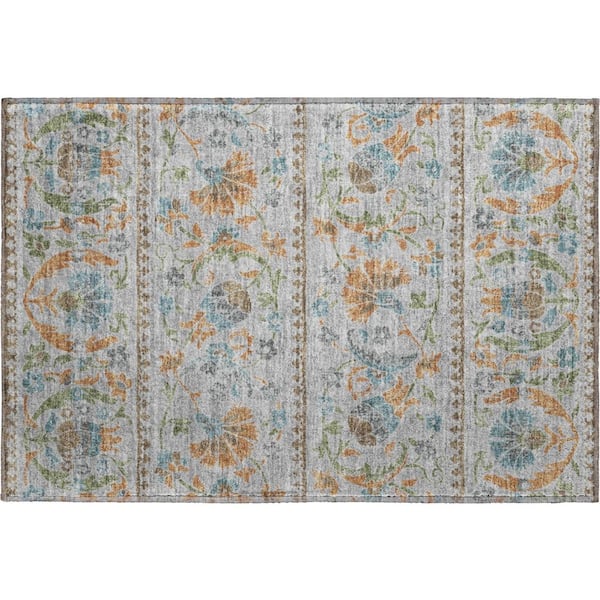 Mayfield Premium Machine Washable Abstract AMF2480 Silver 2 ft. x 3 ft. Accent Rug