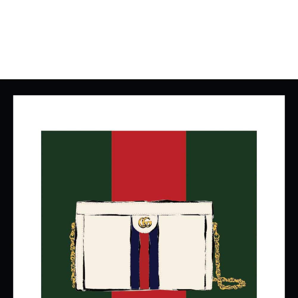 Fashion Designer Glam Purse Bag Framed Print in Green and Red
