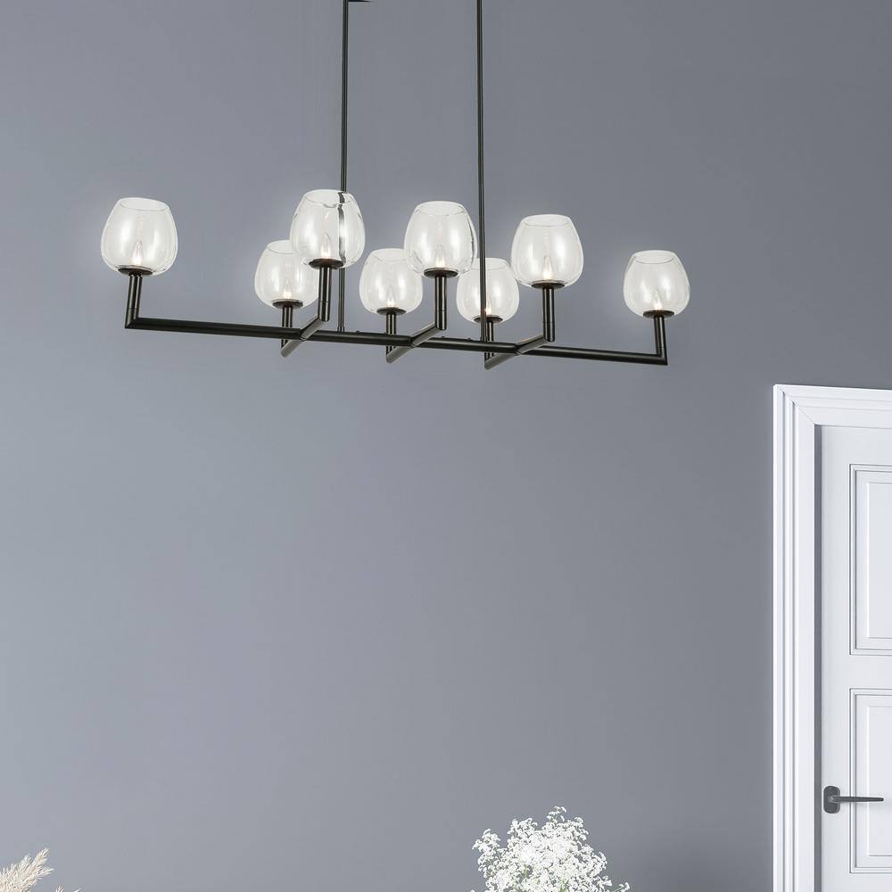 Modern Black 51'' Luxury Lantern Chandelier with Clear Candle Shades
