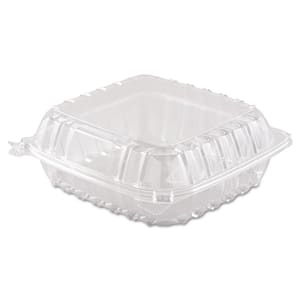 ClearSeal Hinged-Lid Plastic Containers, 8.3 x 8.3 x 3, Clear (250-Pack)