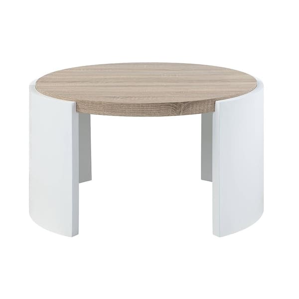 Acme Furniture Zoma 33 in. Oak and White High Gloss Finish Wood C