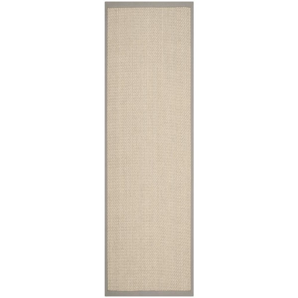 Natural Fiber 2 ft. x 10 ft. Gray Braided Border Runner Rug