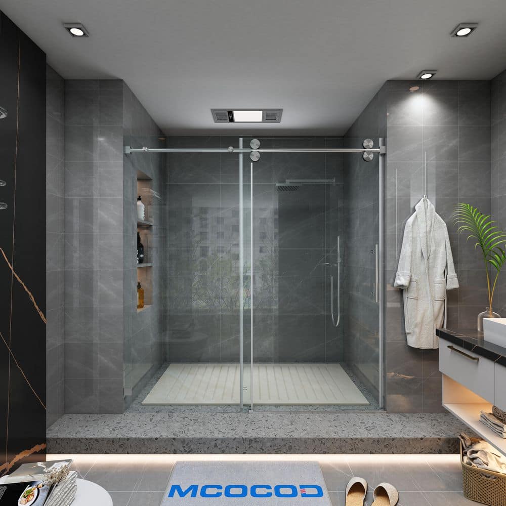 MCOCOD 60 in. W x 72 in. H Single Sliding Frameless Shower Door in