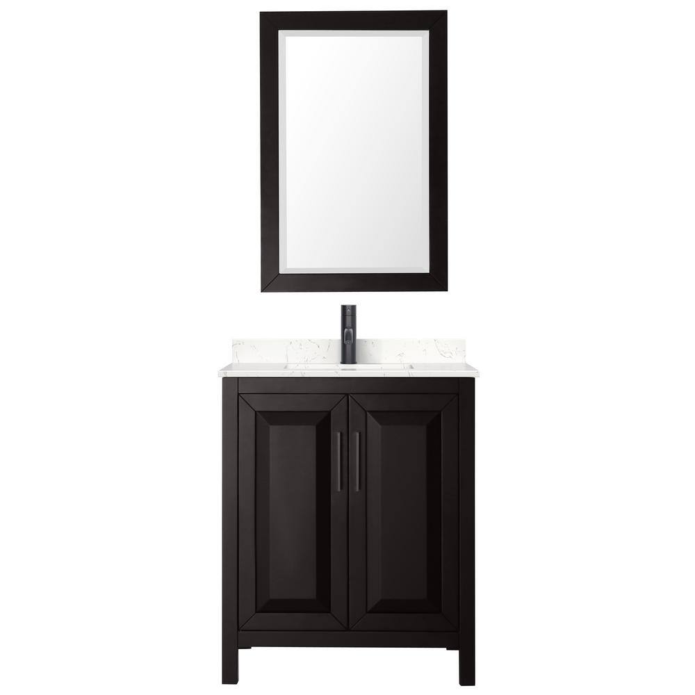 Daria Dark Espresso 30'' Single Vanity with Carrara Marble Top and Matte Black Hardware