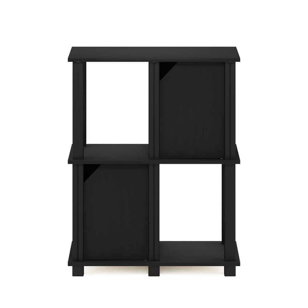 Brahms 29.85 in. Black Oak 3-Shelf Etagere Bookcase with 2-Doors