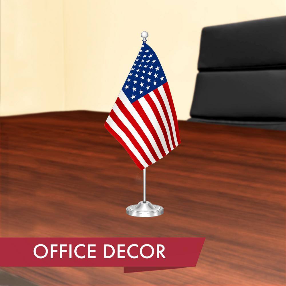 Patriotic 8.5x5.5 Inch American Desk Flag with Metal Pole