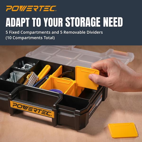 POWERTEC Small Parts Organizer &Tool Box, 10 Compartments
