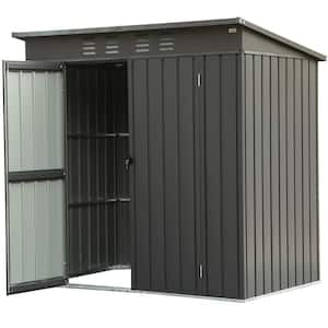 6 ft. W x 4 ft. D Outdoor Metal Tool Storage Shed with Sloping Roof, Steel Frame and Lockable Door, Black (24 sq. ft.)