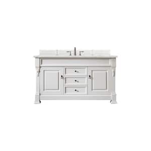 Brookfield 60 in. W x 23.5 in. D x 34.3 in. H Bathroom Vanity in Bright White with Ethereal Noctis Quartz Top