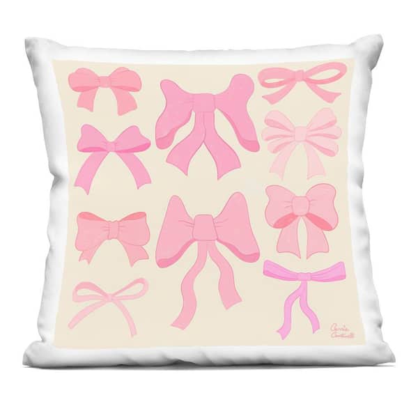 Stupell Industries Trendy Pink Bows Assortment Pink Abstract Polyester 18 in. x 18 in. Throw Pillow