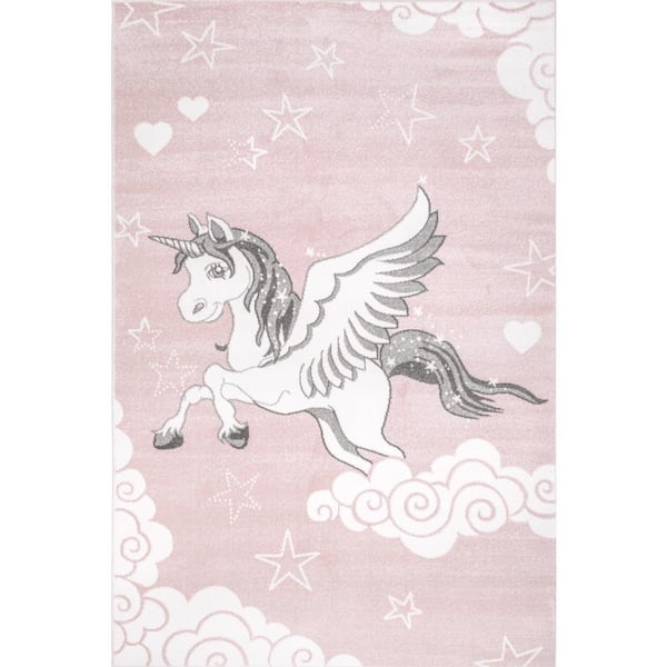 nuLOOM Winged Unicorn Kids Pink 7 ft. x 9 ft. Area Rug