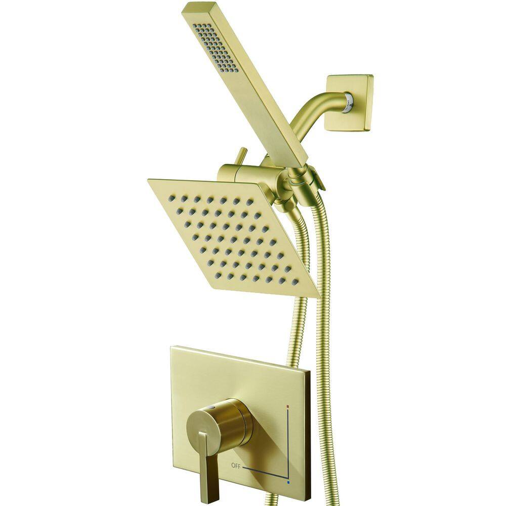 Shower Head with Handheld Spray Combo and Valve, 6 in. Dual Shower Head Combo and 3-Way Diverter, Brushed Gold price history on PriceWatchPro