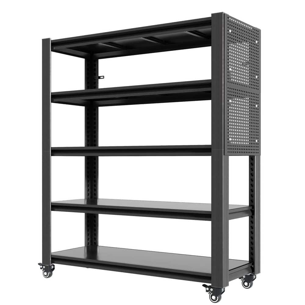 5 Tiers Metal Adjustable Heavy Duty Garage Storage Shelving Unit in Silver with Wheel (47 in. W x 72 in. H x 23.6 in. D) price history on PriceWatchPro