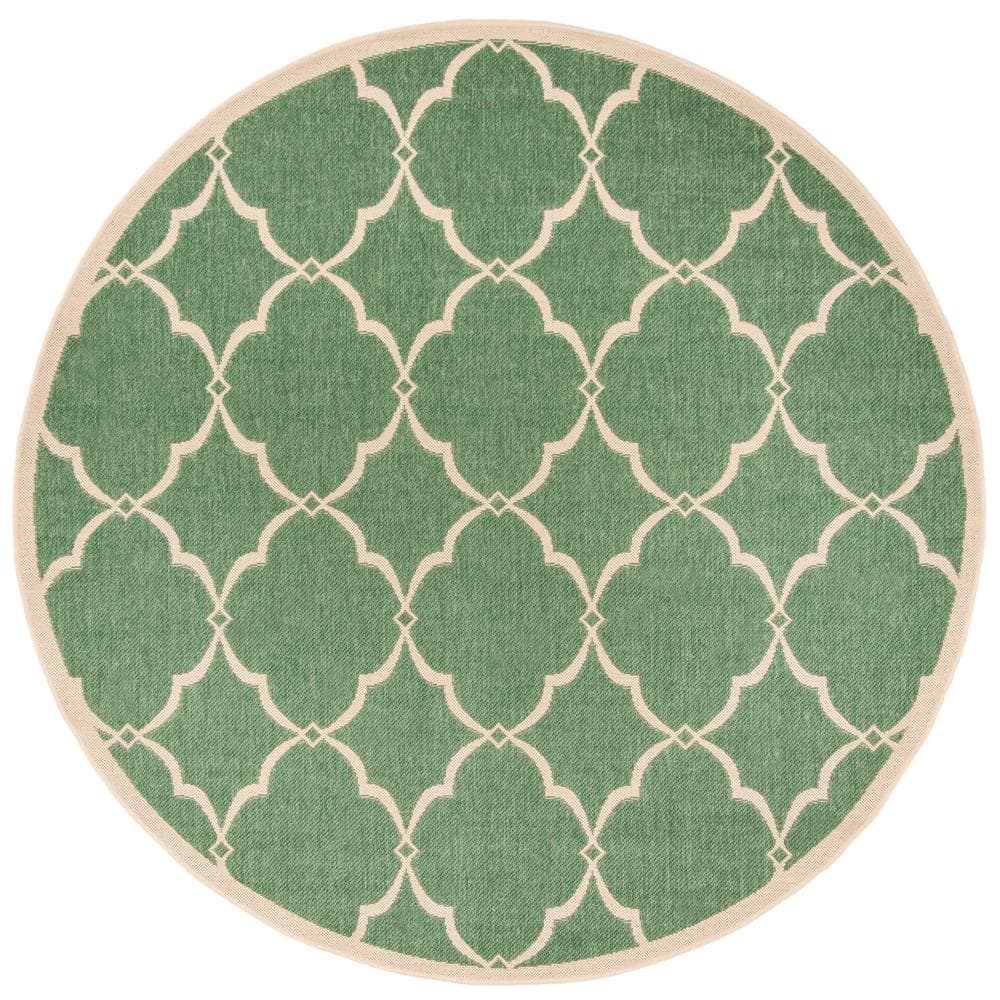 SAFAVIEH Beach House Green/Creme 7 ft. x 7 ft. Round Trellis Geometric