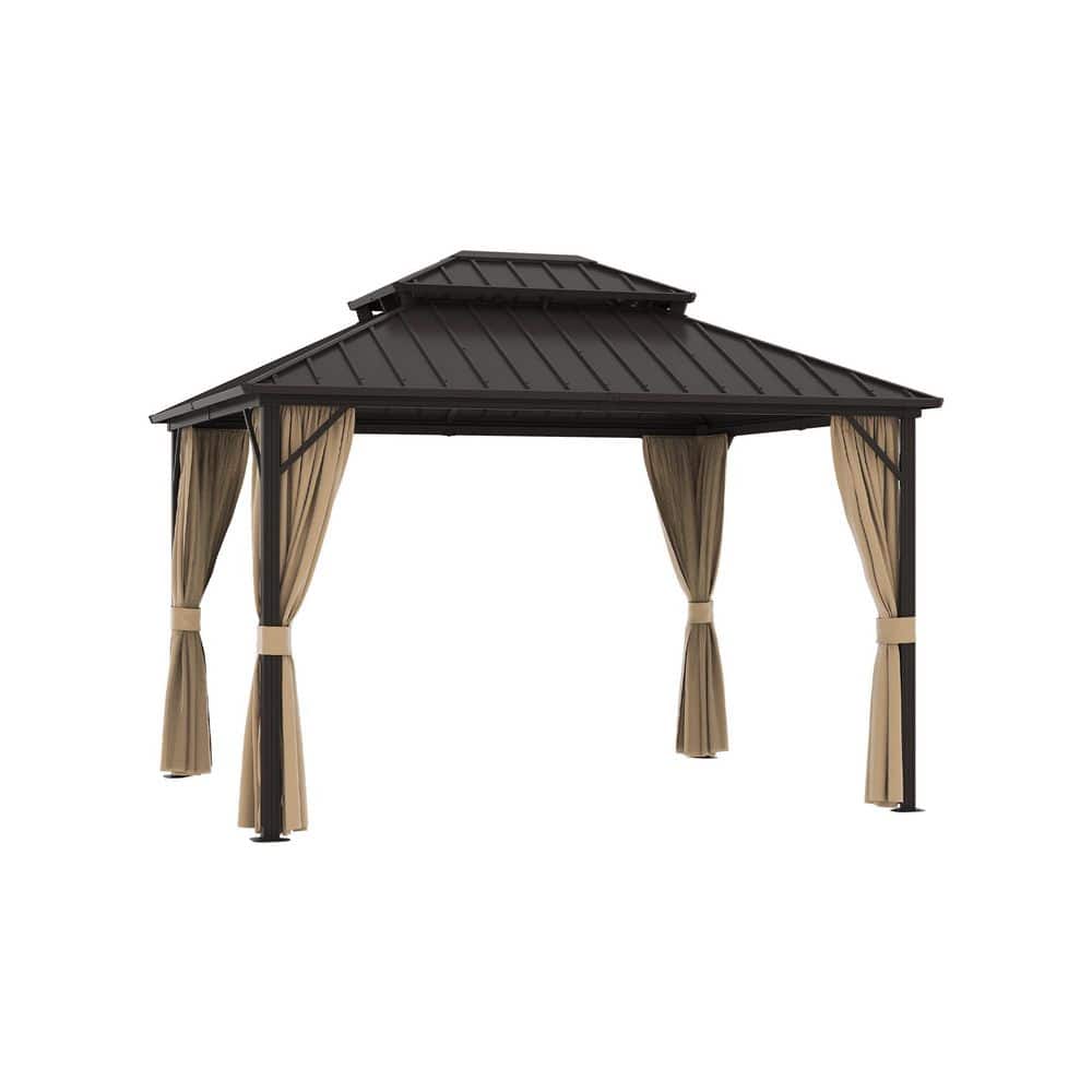10 ft. x 12 ft. Outdoor Patio Hardtop Gazebo with Aluminum Frame, Double Roof, Netting and Curtains price history on PriceWatchPro