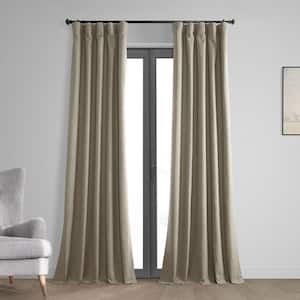 Warm Taupe Brown Vintage Thermal Cross Linen Weave Blackout Rod Pocket Curtain - 50 in. W x 108 in. L (1 Panel)