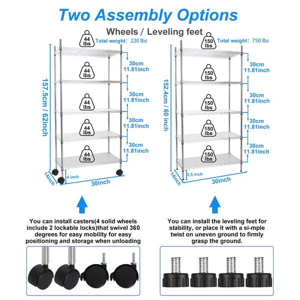 Shelf Pole Hooks 5-Pack | 4" Chrome All Purpose | Best Soluton For