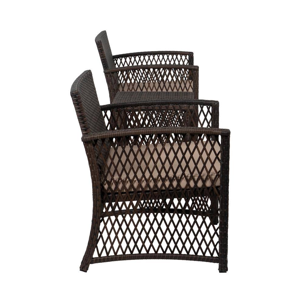 Coffee and Beige 3-Piece Wicker Patio Bistro Set