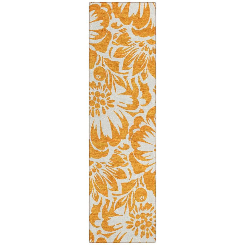 Orange and White 2 ft. x 8 ft. Woven Floral Runner Indoor/Outdoor Area Rug price history on PriceWatchPro